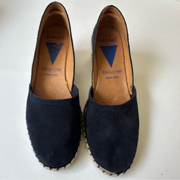Verbenas Mamen Serraje Espadrilles size EU 39 Marine Blue Tan Wedges - Picture 11 of 13